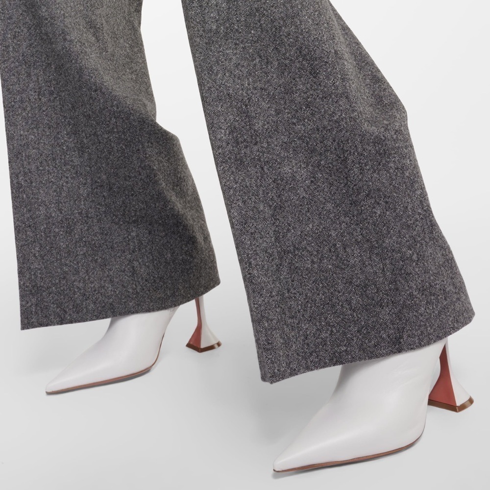 AWGE X Amina Muaddi White Stiletto Ankle Boots